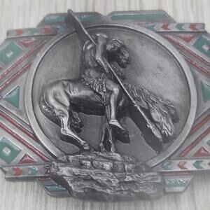 VINTAGE SISKIYOU (End‎ Of Trail) BUCKLE Lone Warrior Native American 1988